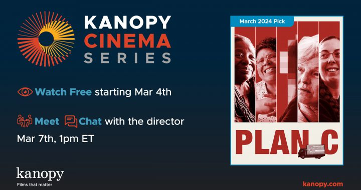 Kanopy Cinema Series digital ad, references dates March 4th and March 7th for streaming and event