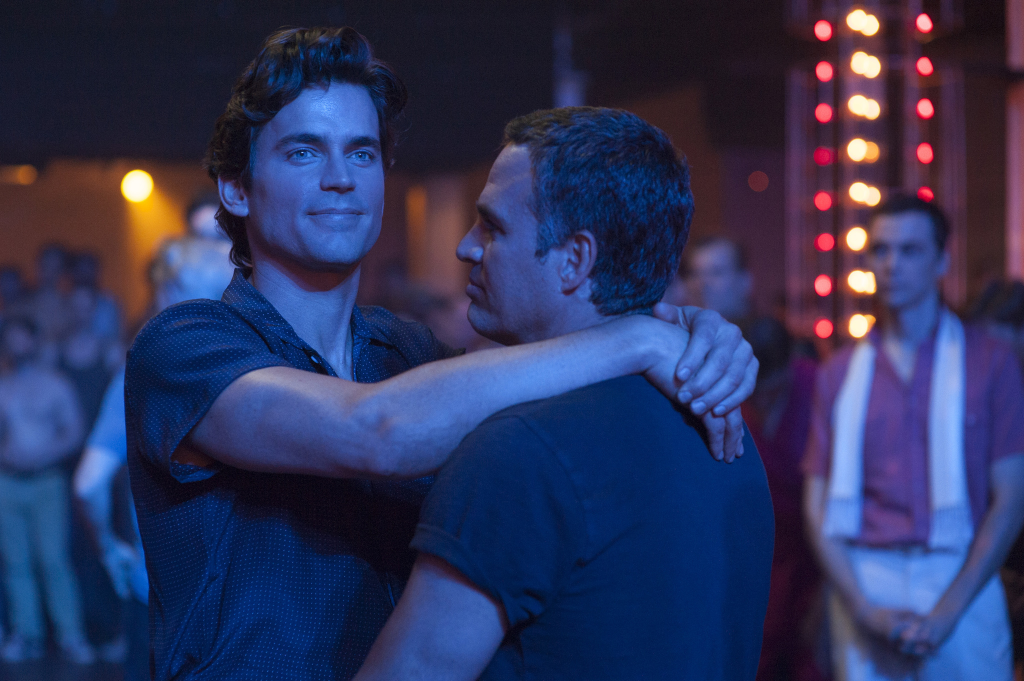 Still from "The Normal Heart" featuring two men dancing together with their arms around one another