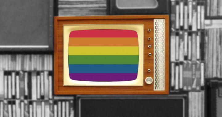 Old fashioned TV with rainbow colors