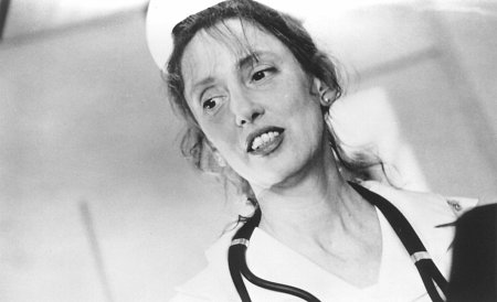 Black and white photo of Shelley as a nurse in The Underneath (1995)