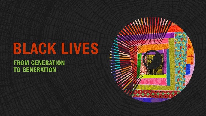 Title "Black Lives: From Generation to Generation" on a dark background with a colorful pattern to the right