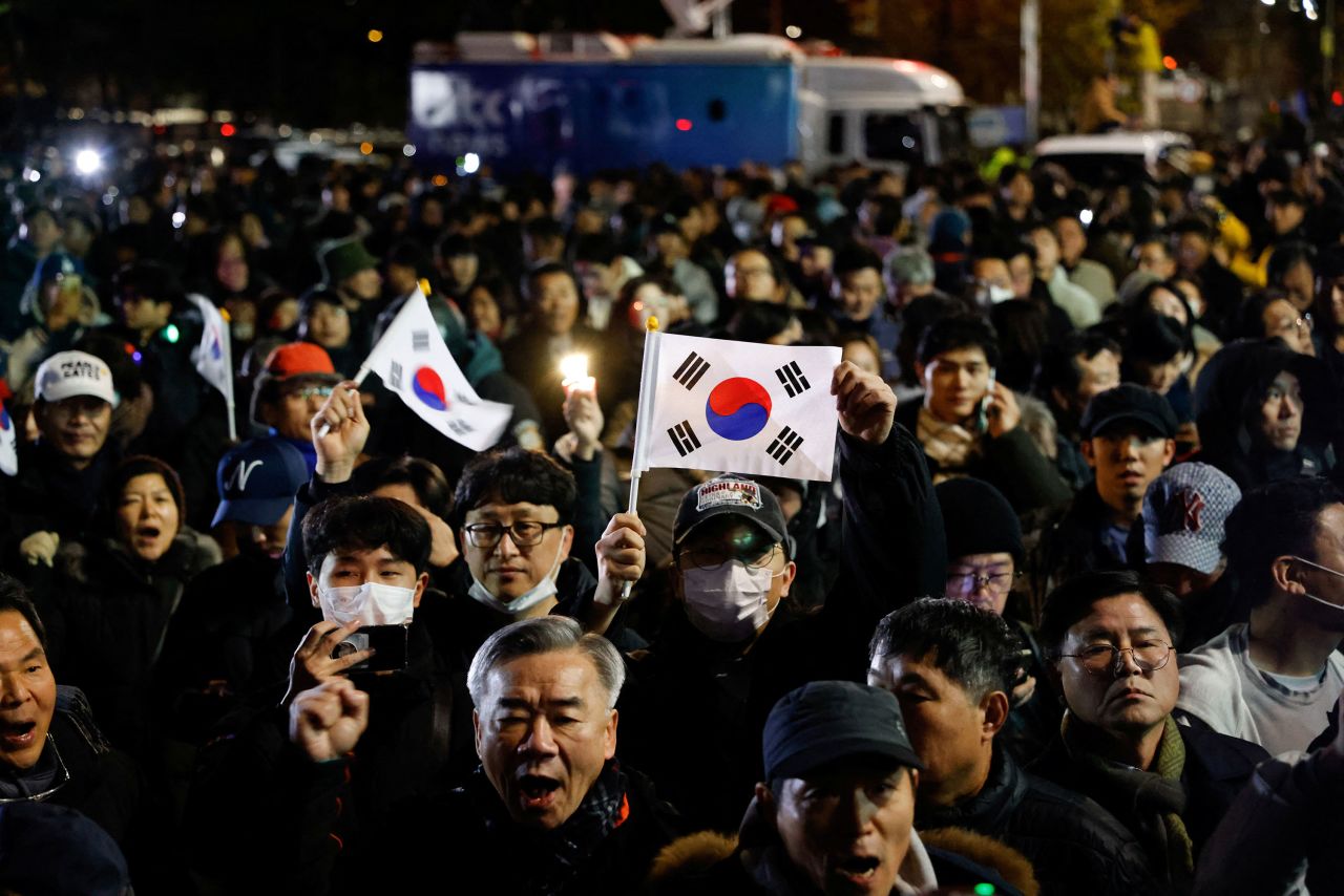 Crowd of South Korean protestors